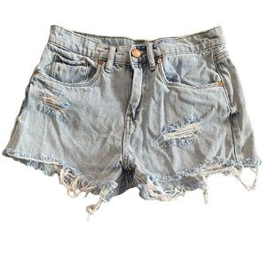 Blank NYC The Barrow Vintage High Rise Distressed Denim Cutoff Jean Shor…